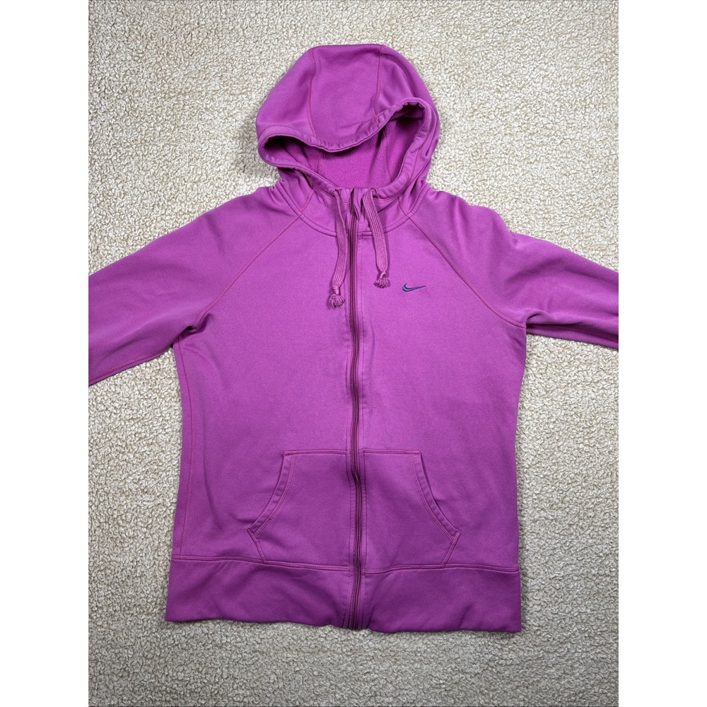 Nike Therma-FIT Women's L Full Zip Hoodie Pink Fleece Jacket 548805-675